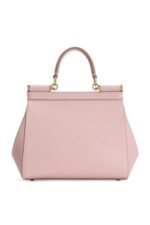 Front view of Dolce & Gabbana Medium Sicily Handbag in black Dauphine calfskin