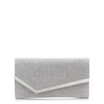 Jimmy Choo Emmie glitter leather clutch bag with detachable crossbody chain