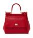 Small red Dolce & Gabbana Miss Sicily bag in textured Dauphine leather with gold hardware.
