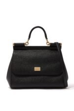 Dolce & Gabbana Dauphine Miss Sicily bag in textured leather with leopard lining