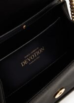 Small black satin Dolce & Gabbana Devotion bag with pearl-inlaid heart logo