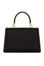 Small black satin Dolce & Gabbana Devotion bag with pearl-inlaid heart logo