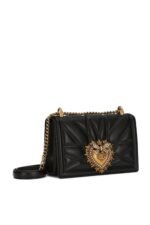 Black quilted Dolce & Gabbana Devotion bag with gold jewel heart logo