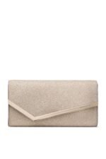 Jimmy Choo Emmie clutch in premium leather with signature hardware and chain