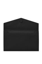 Front view of Saint Laurent Uptown Pouch in black Grain de Poudre leather with YSL logo