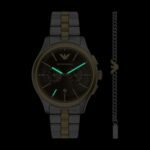Emporio Armani men's two-tone chronograph watch and gold-tone logo bracelet set.