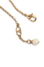 Valentino Garavani Ovalette gold-tone bracelet featuring a Swarovski pearl and VLogo emblem.