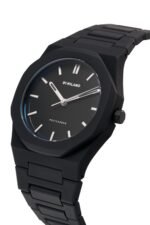 D1 Milano Polycarbon 40mm Moonglade watch with black strap and silver bezel.
