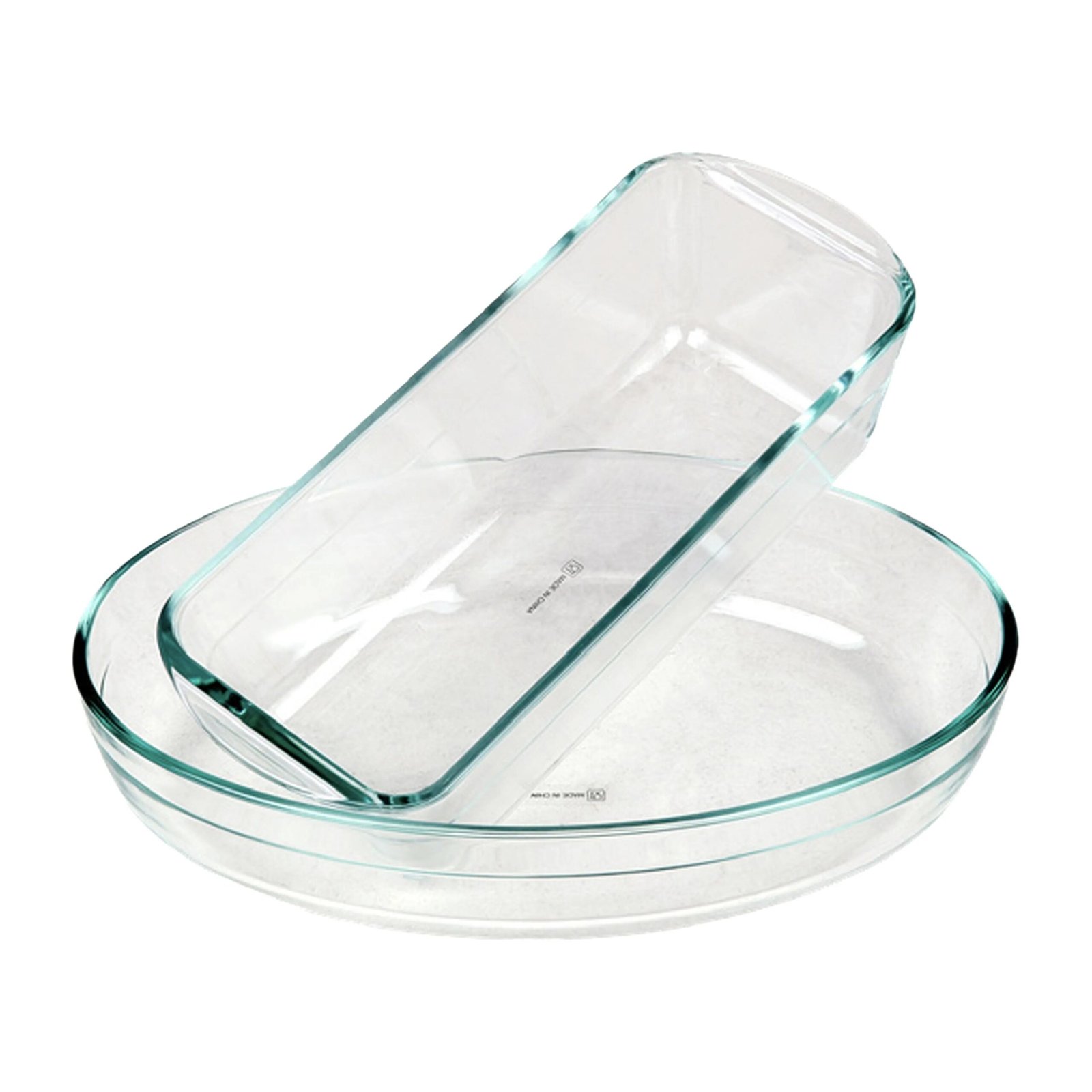 طقم قوالب خبز زجاجية من قطعتين من شيفلاين Two Chefline transparent glass loaf tins for baking bread and cakes.
