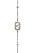 Valentino Garavani VLogo Signature bracelet with pearls and Swarovski crystals in rhodium-tone metal.